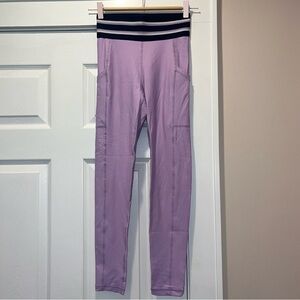 Aerie Lavender Leggings with Navy Stripe Waistband